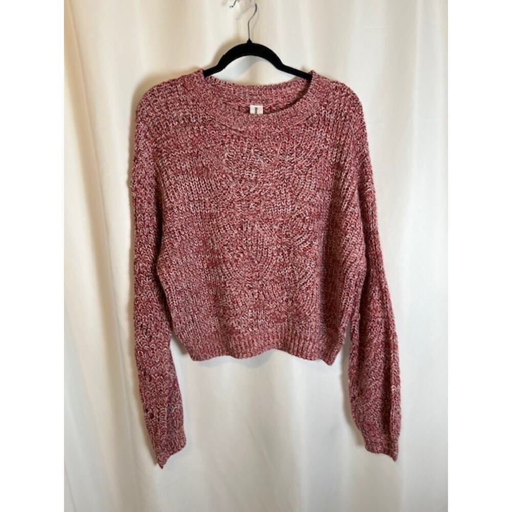 Abound Sweater Pullover Knitted Textured Pink Long Sleeve Size Medium